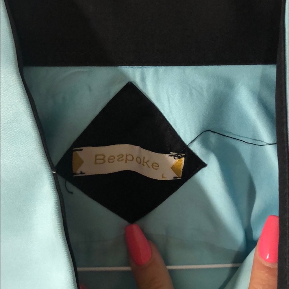Bespoke Baby Blue and Navy Blue Shirt - Picture 4 of 5